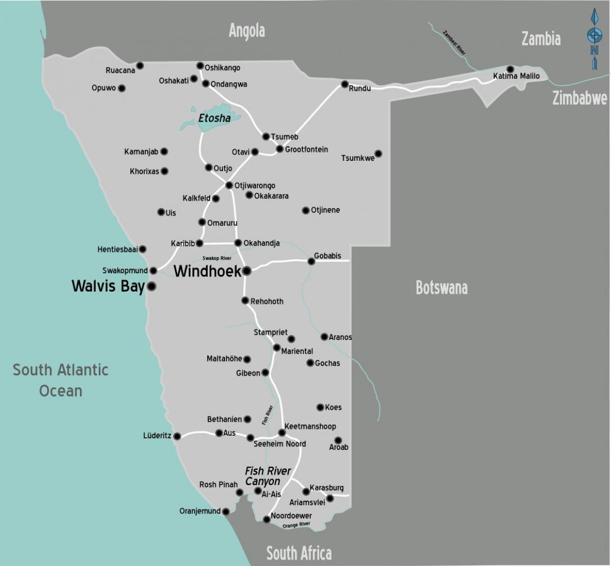 Mapa gasolindegi Namibia