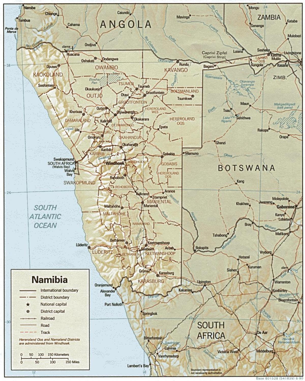 Mapa Namibia baserriko