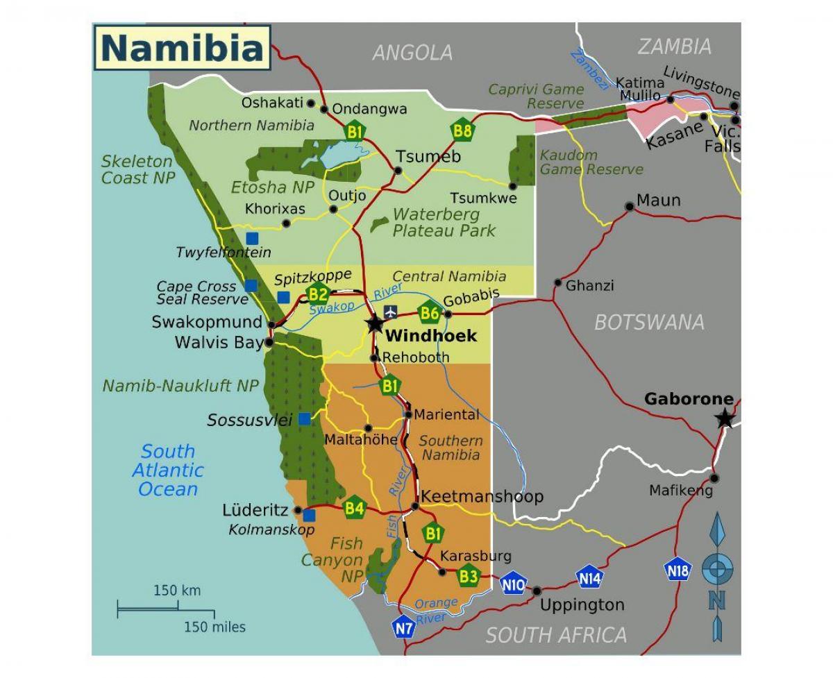 Mapa iparraldeko Namibia 