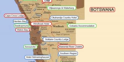 Camping guneak Namibia mapa